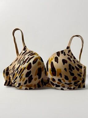 Y2K Victoria's Secret Very Sexy 2006 Leopard‎ Print Satin Push-Up Bra 34C